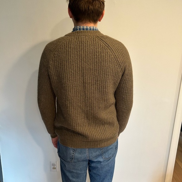 NWOT Oak + Fort men’s sweater crewneck size M khaki green j crew press October - Picture 3 of 10